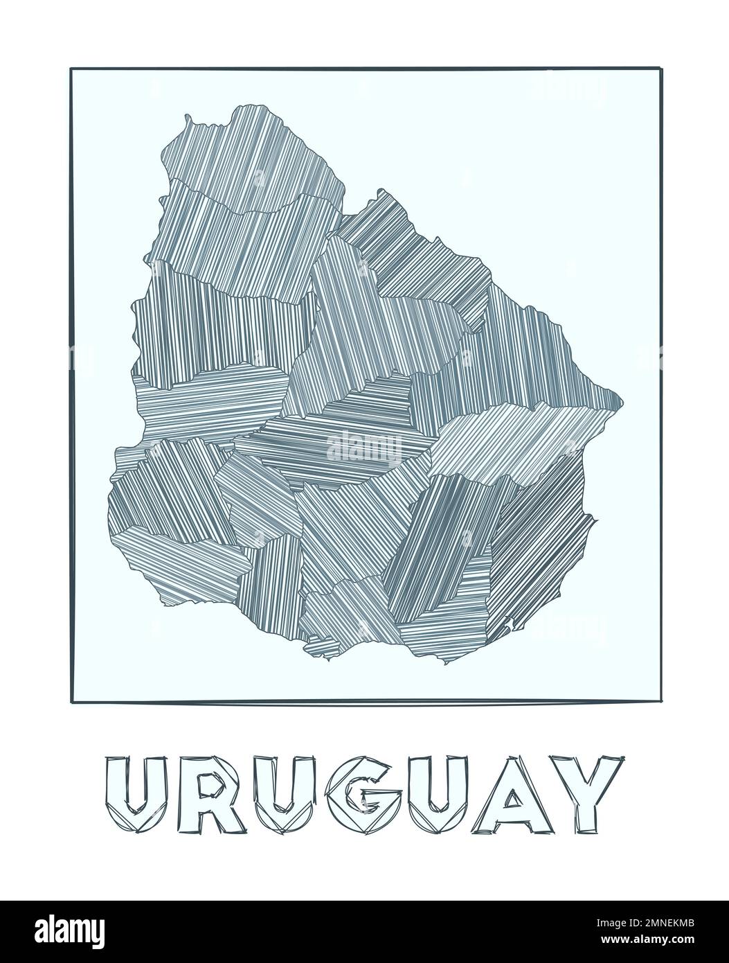 Sketch Map Of Uruguay Grayscale Hand Drawn Map Of The Country Filled