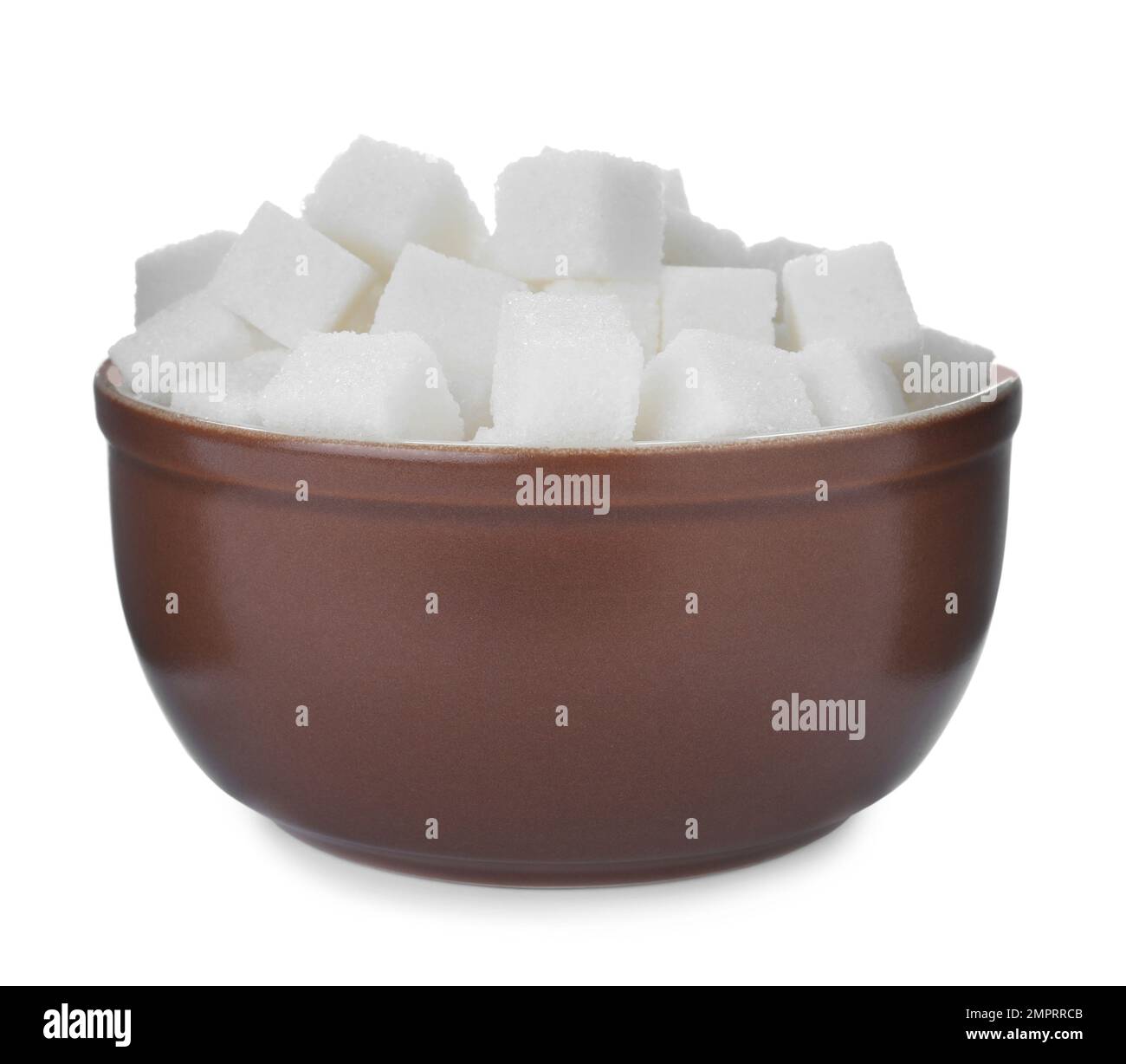 Refined Sugar Cubes In Bowl Isolated On White Stock Photo Alamy