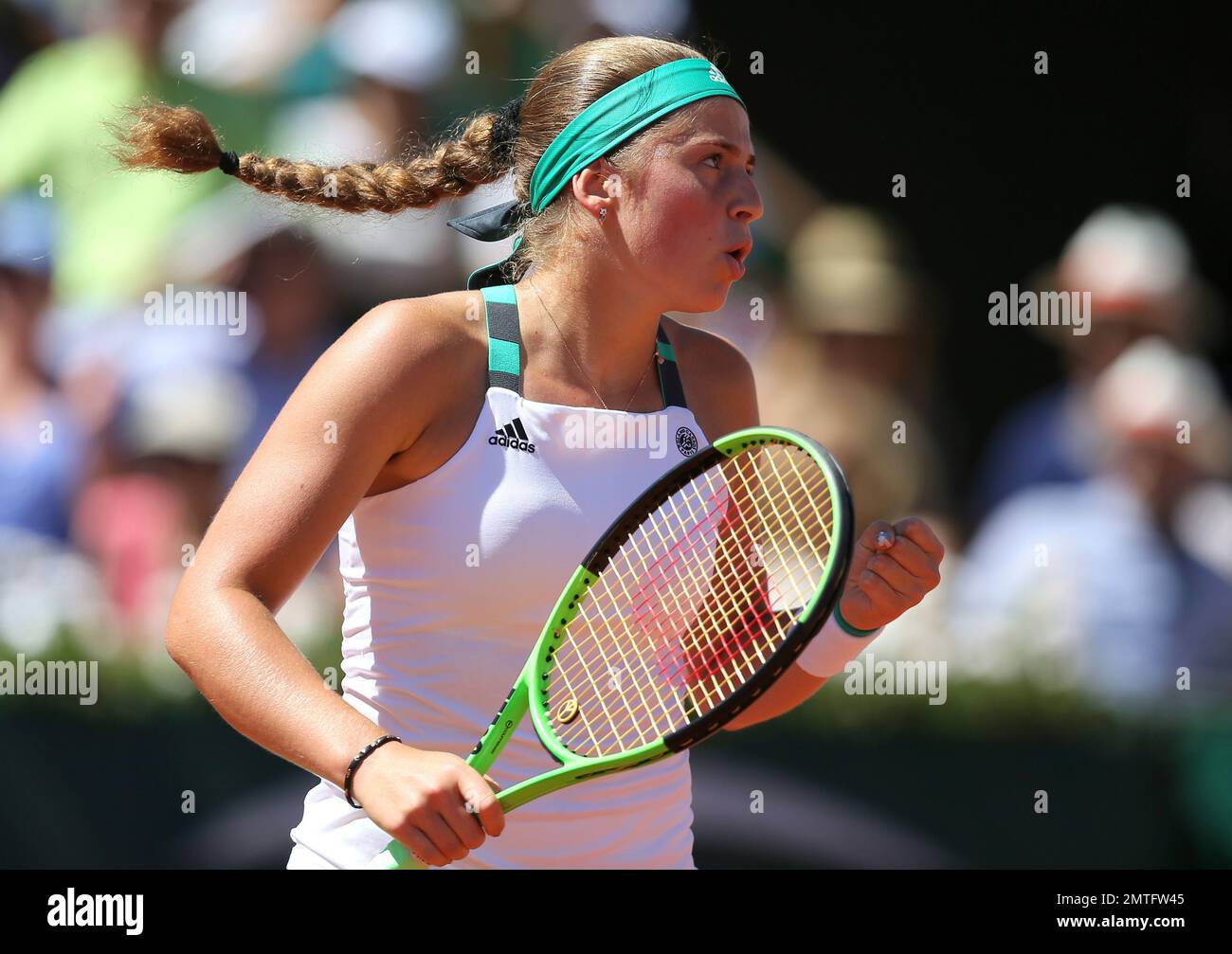 Latvia S Jelena Ostapenko Reacts As She Plays Romania S Simona Halep