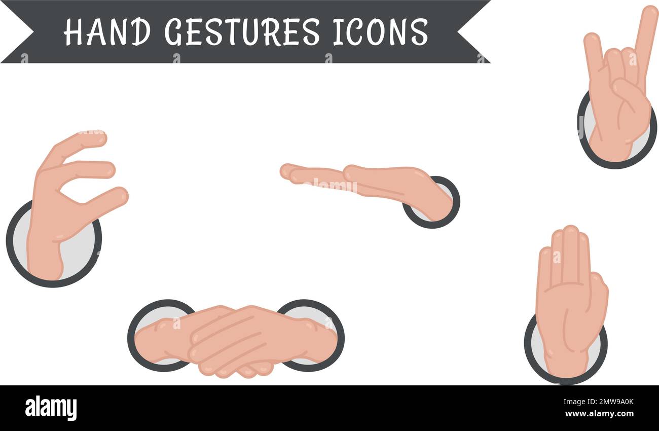 Set Of Different Hand Gesture Icons Vector Stock Vector Image Art Alamy