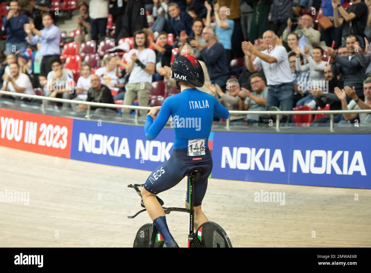 Filippo Ganna Of Italy Celebrates Winning The World Championships In