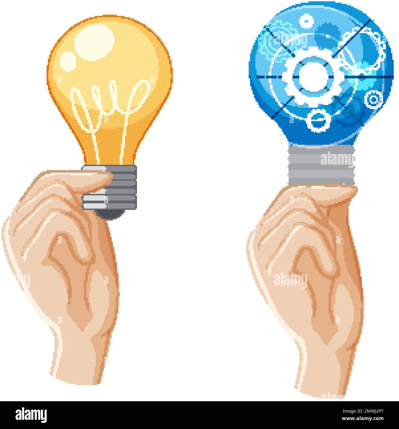 Hands Holding Light Bulb Icon Design Illustration Stock Vector Image