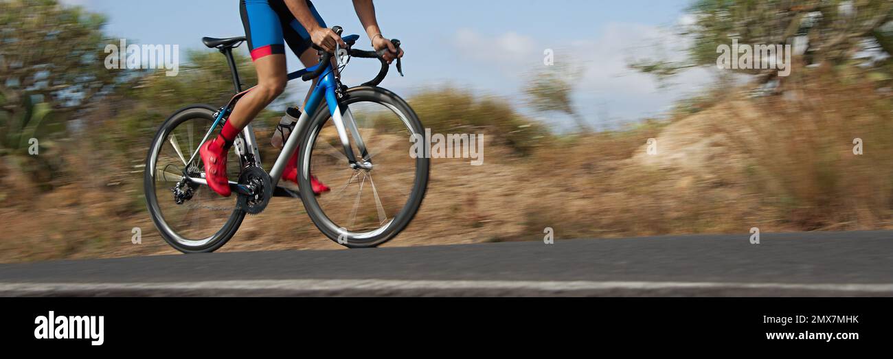 Road Bike Cyclist Man Cycling Athlete On A Race Cycle Panning