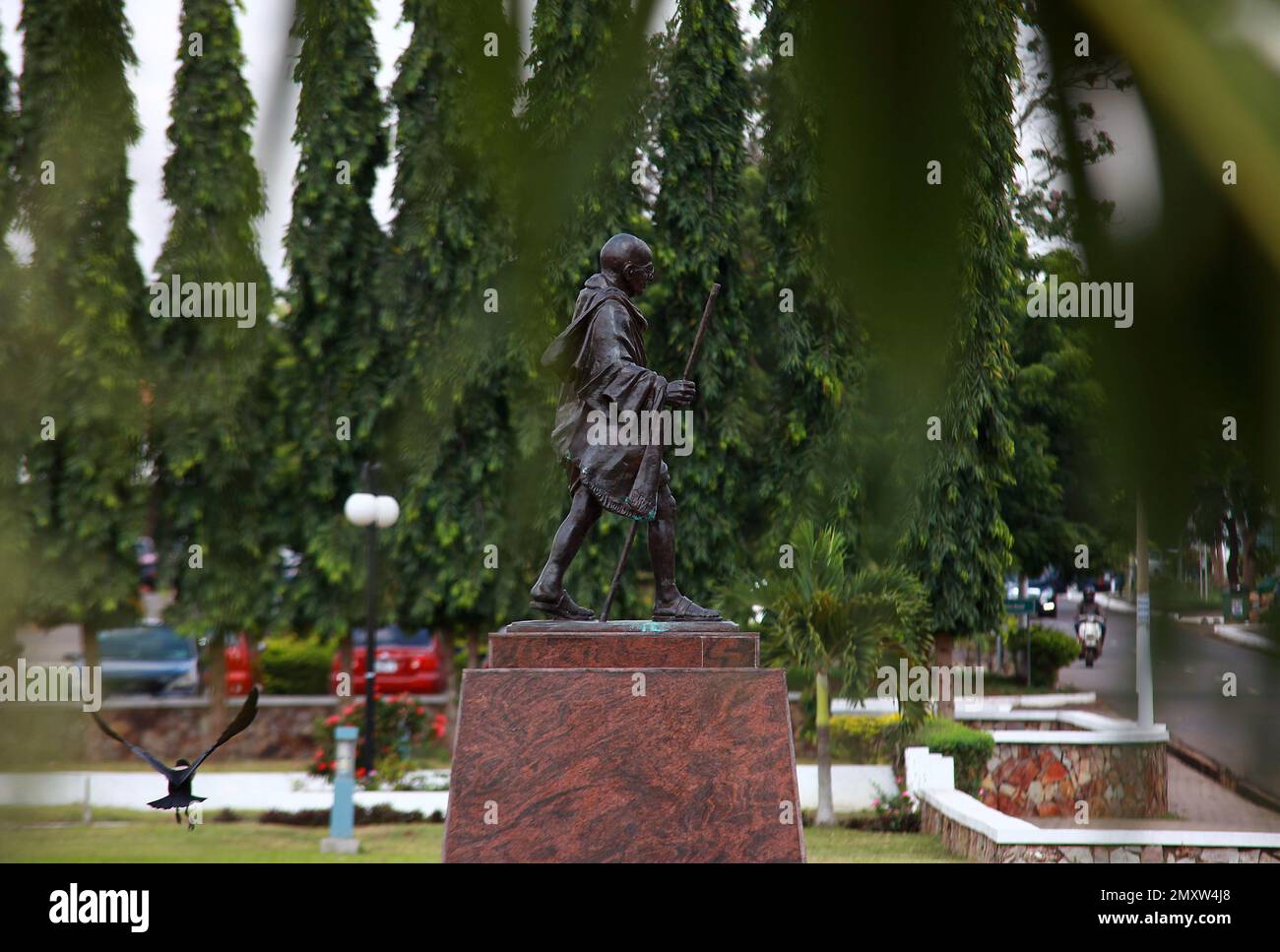 A Statue Of Indian Independence Leader Mahatma Gandhi At An University