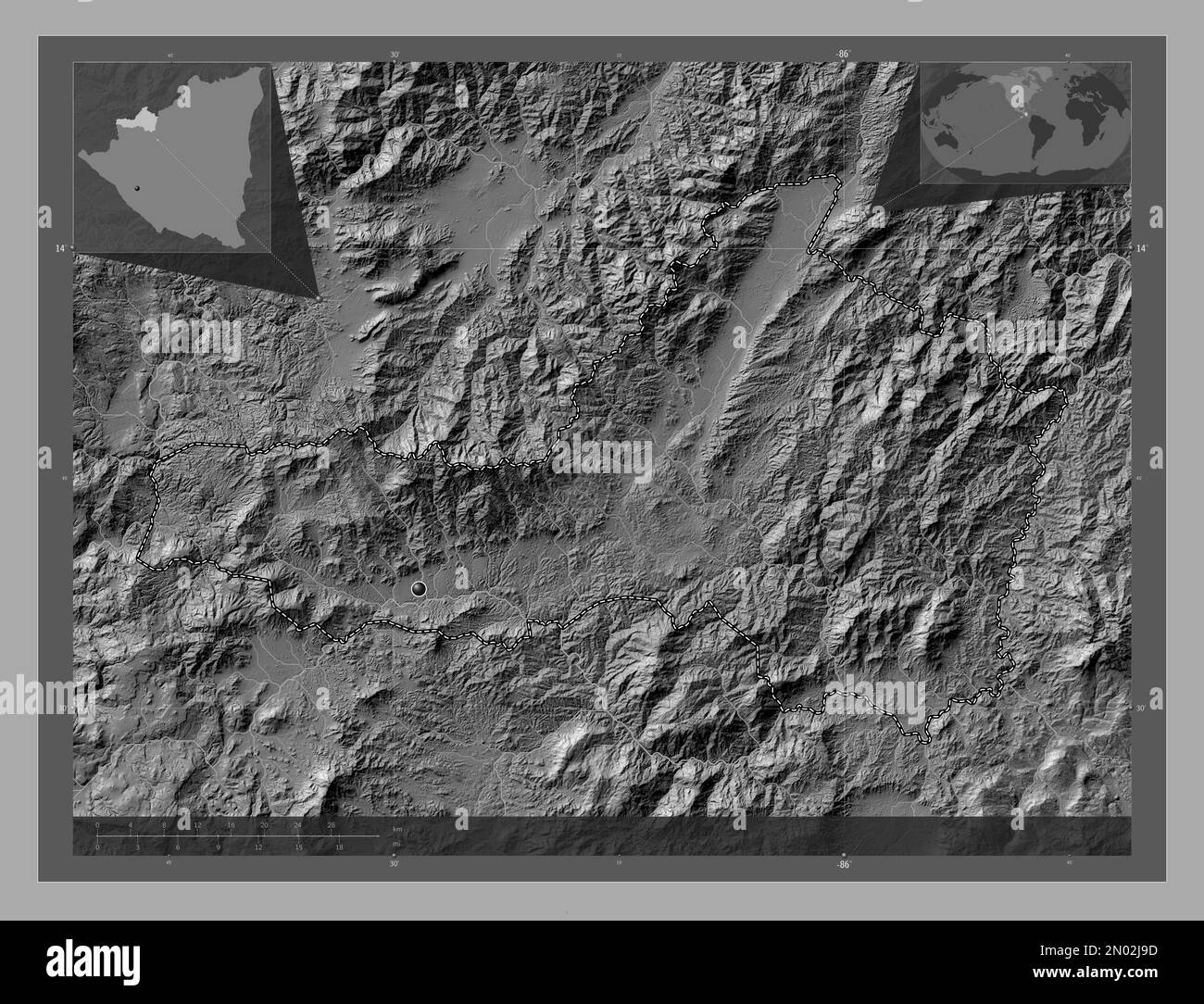 Nueva Segovia Department Of Nicaragua Bilevel Elevation Map With