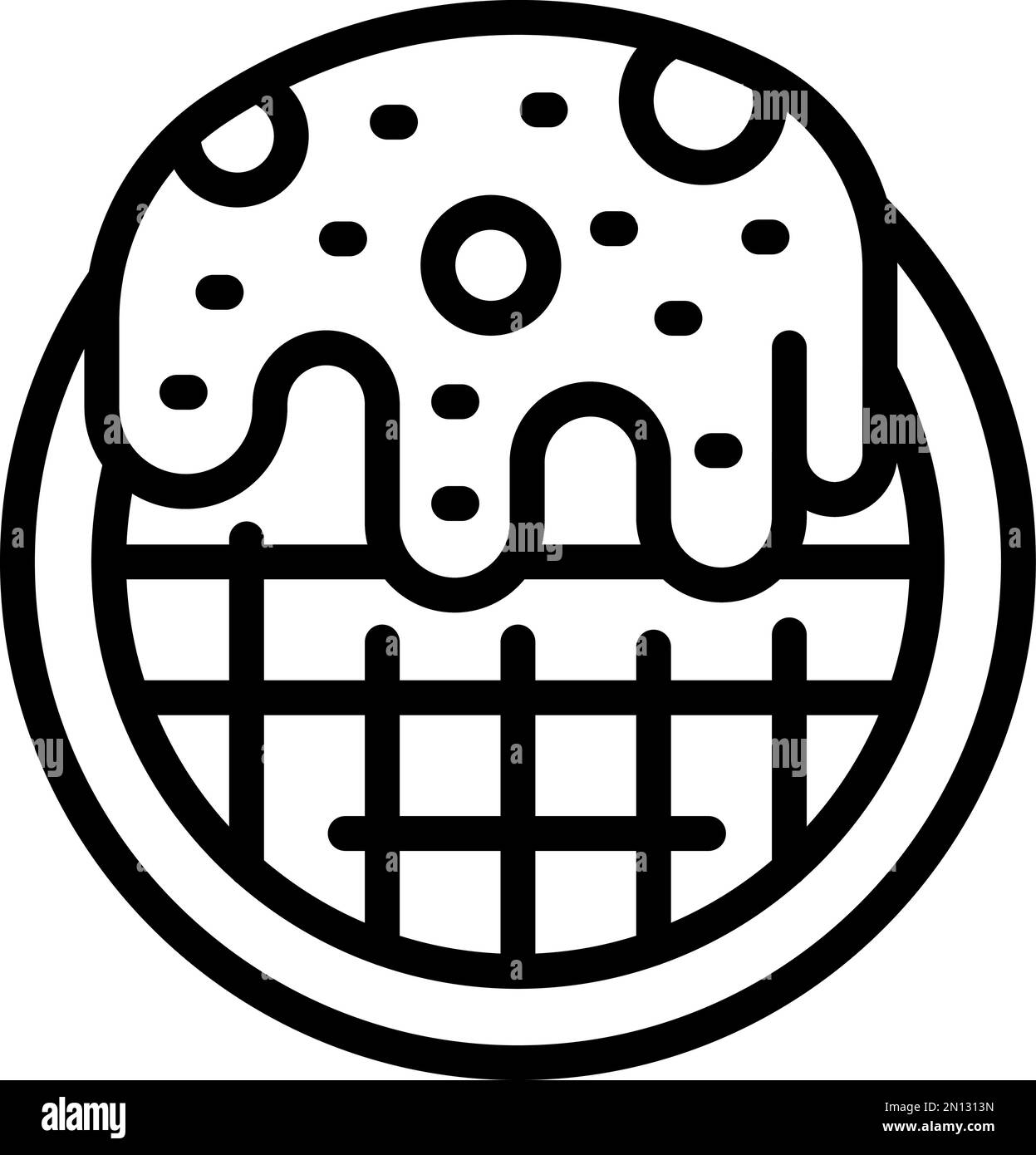 Cream Waffle Icon Outline Vector Belgian Wafer Cake Pastry Stock