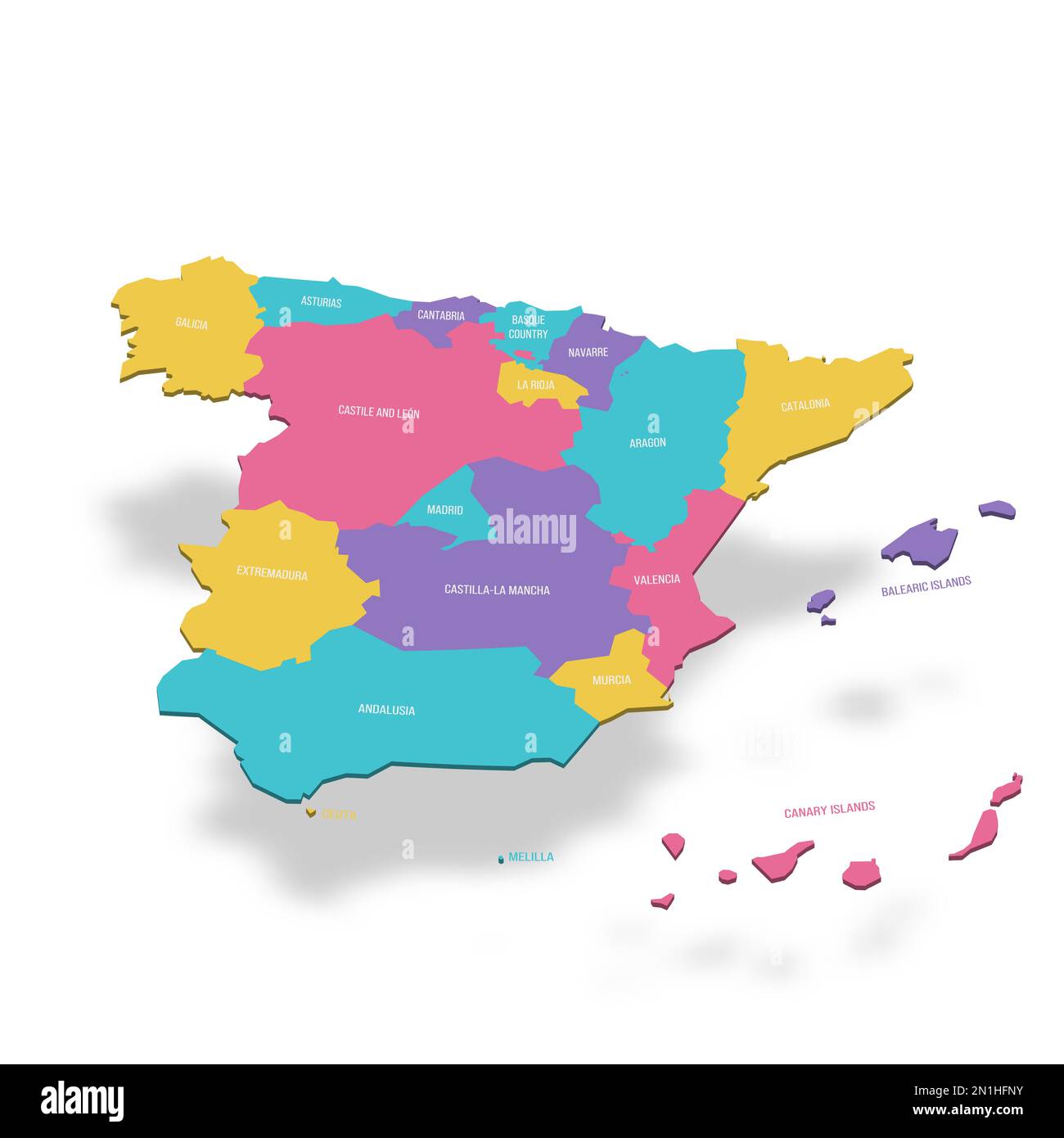 Spain Political Map Of Administrative Divisions Autonomous