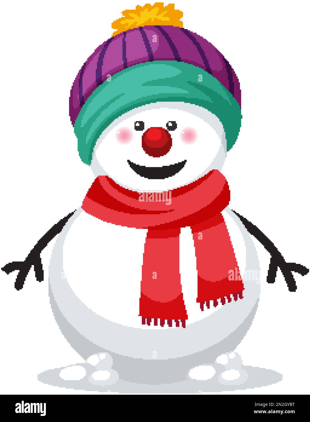 Snowman Wearing Scarf And Hat Illustration Stock Vector Image Art Alamy