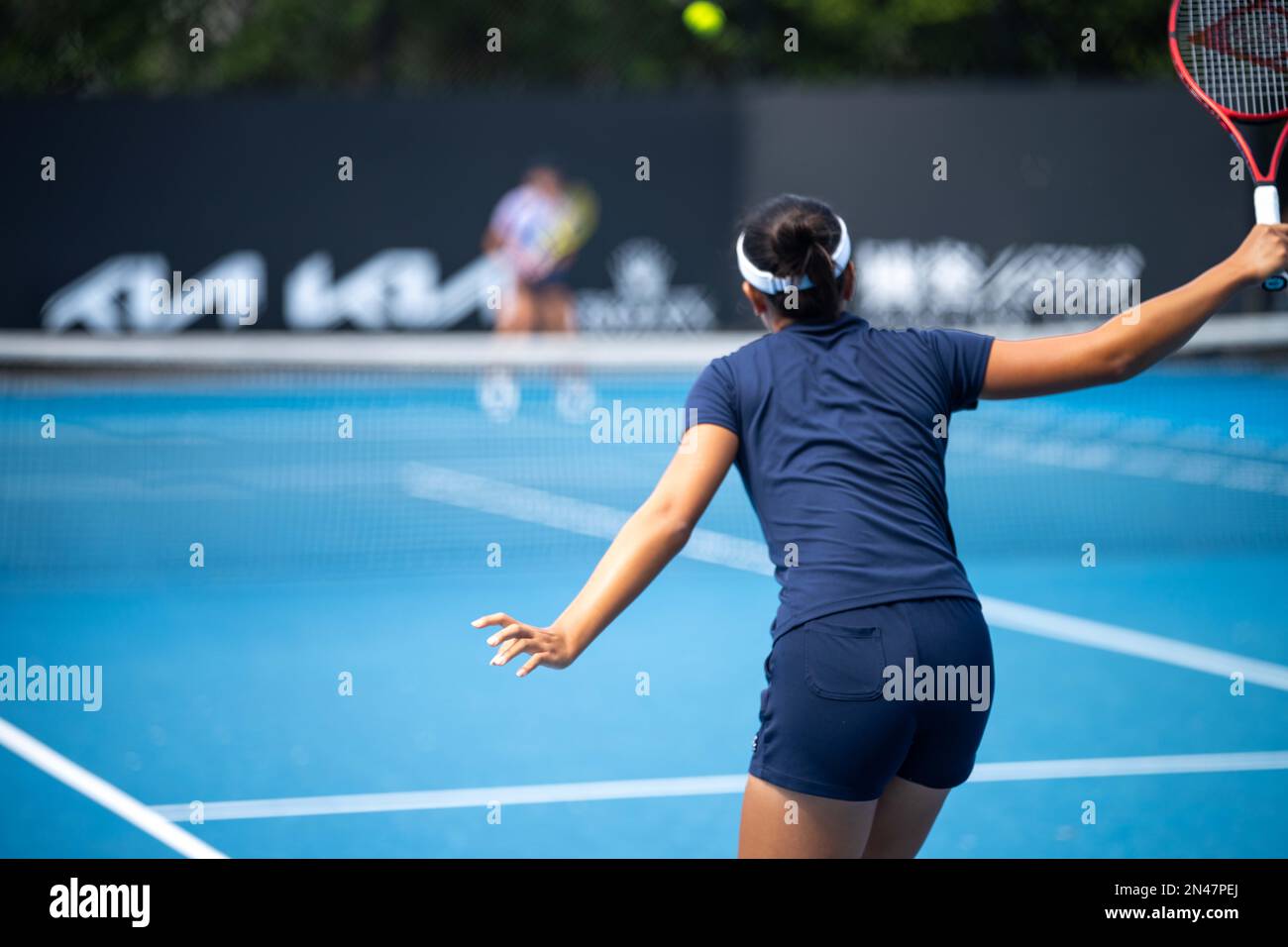 Beautiful Female Athlete Playing Tennis Amateur Female Tennis Player