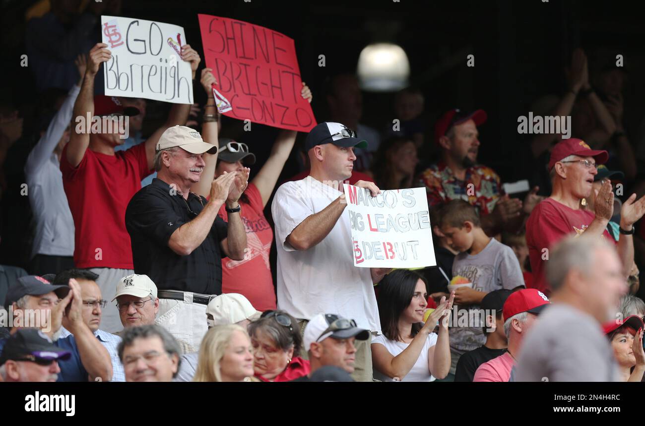 Fans Hold Placards To Mark The Major League Baseball Debut Of St Louis