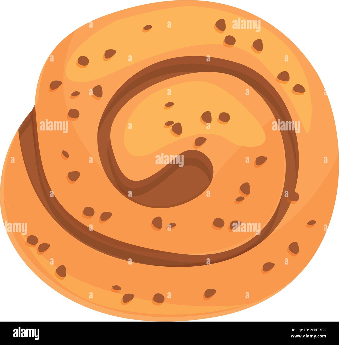 Cinnamon Roll Bun Menu Icon Cartoon Vector Swirl Bread Sugar Cake