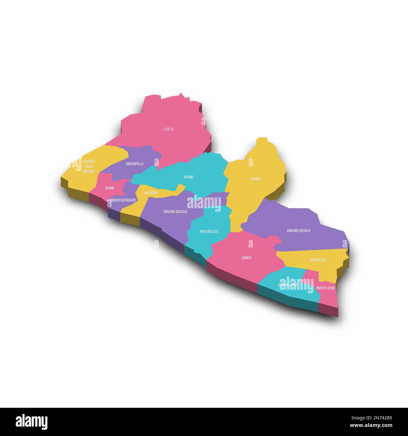 Liberia Political Map Of Administrative Divisions Counties Colorful