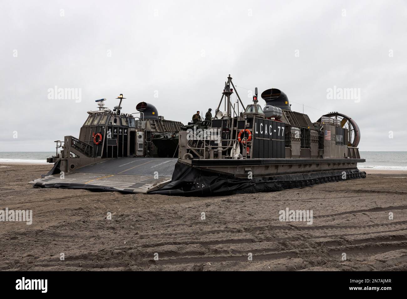 A U S Navy Landing Craft Air Cushion Assigned To The Bataan