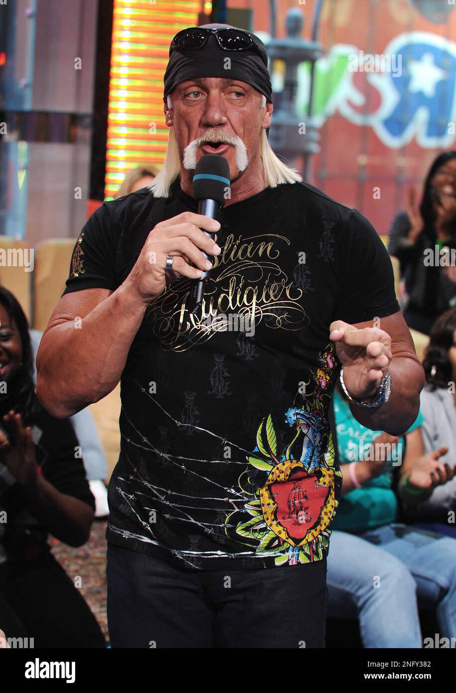Wrestler Hulk Hogan Makes An Appearance At Mtv Studios In Times Square