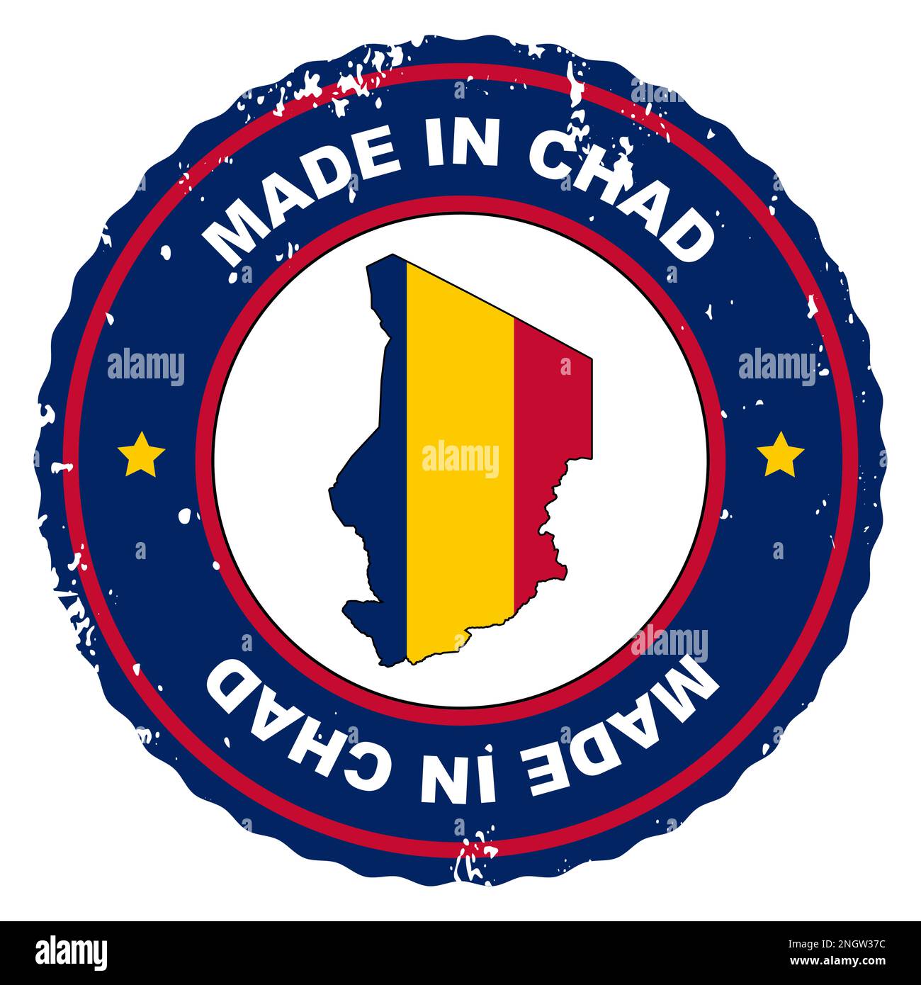 Retro Style Stamp Made In Chad Include The Map And Flag Of Chad Stock