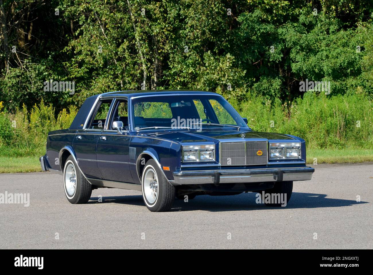 A Dark Blue 1982 Chrysler New Yorker Fifth Avenue Edition Front View