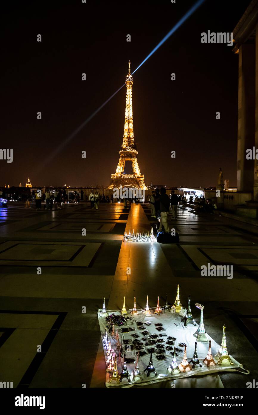 Paris France August Illuminated Eiffel Tower With Light