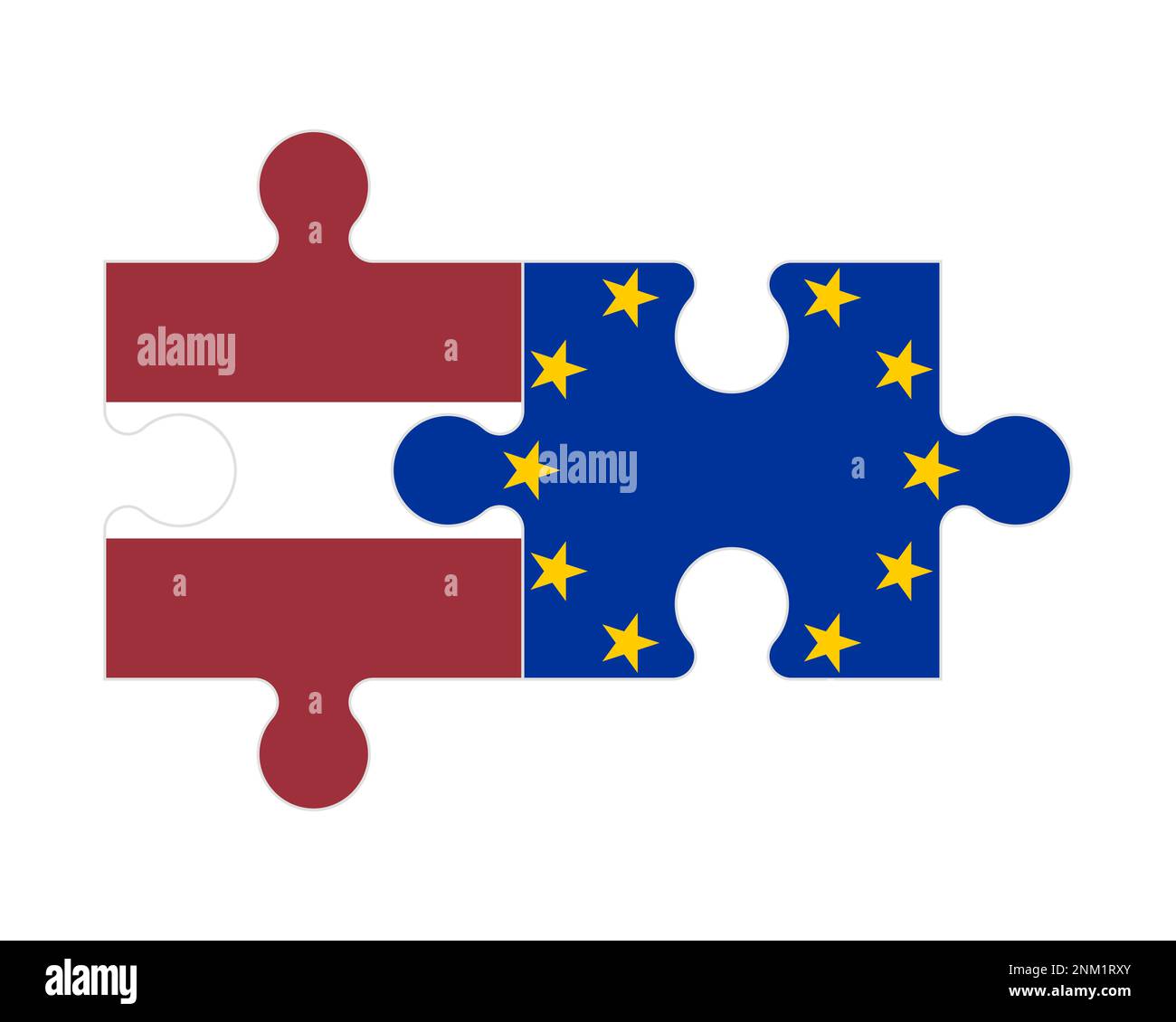 Connected Puzzle Of Flags Of Latvia And European Union Vector Stock