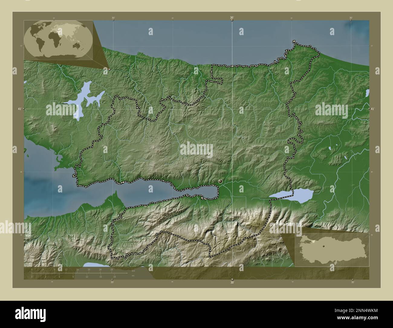 Kocaeli Province Of Turkiye Elevation Map Colored In Wiki Style With