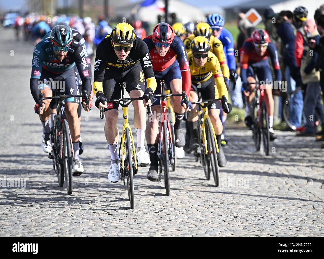 The Pack Of Riders Pictured In Action At The Lange Munte During The