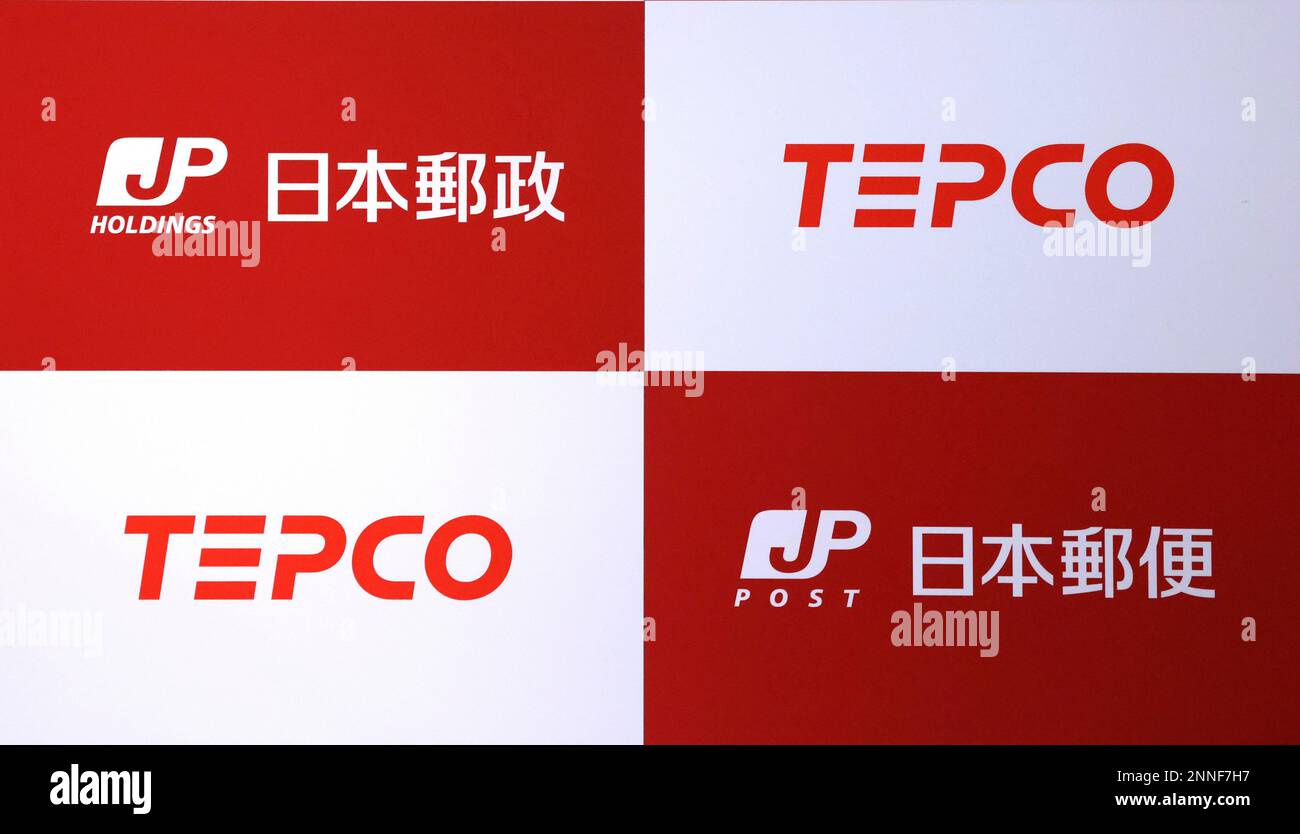 Logos Of Japan Post And Tokyo Electric Power Co TEPCO Are Shown
