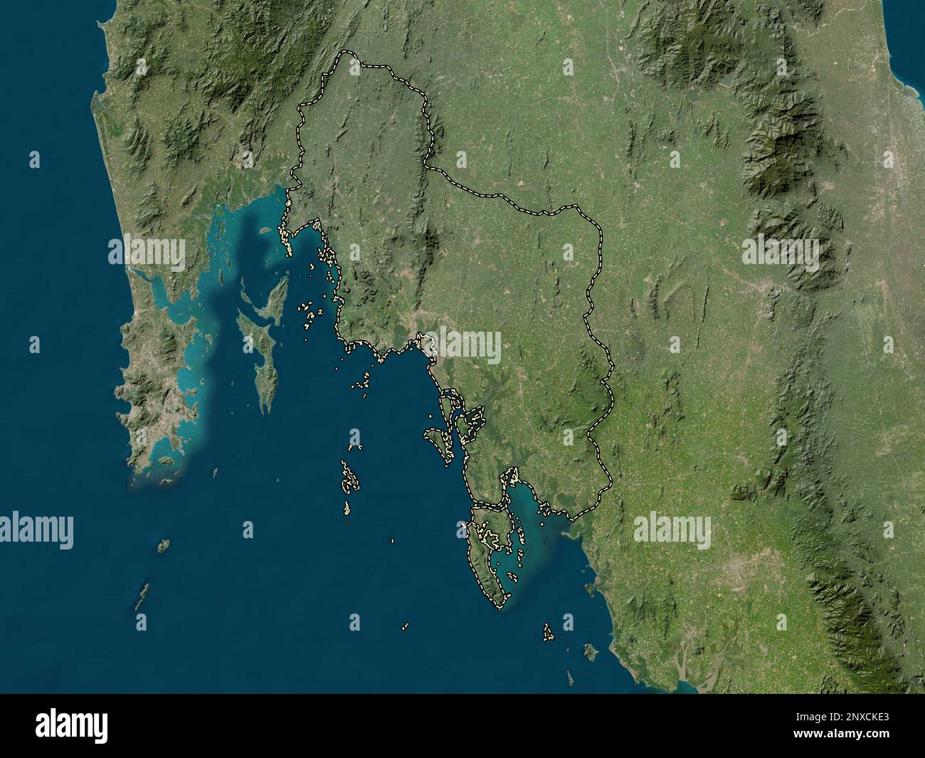 Krabi Province Of Thailand Low Resolution Satellite Map Stock Photo