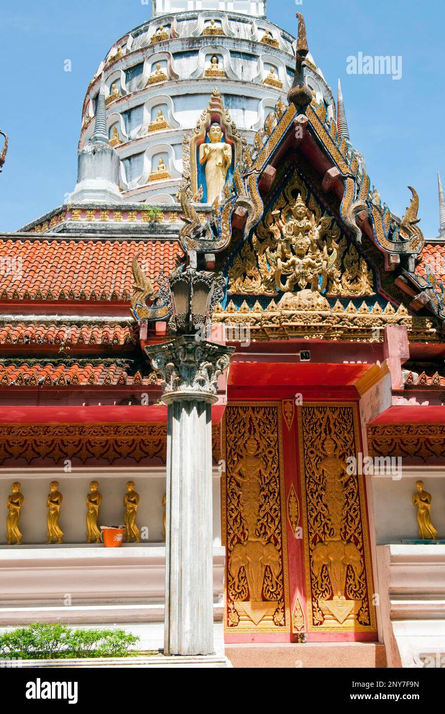 Details On Door And Gable Wat Bang Riang Buddhist Temple Thap Put