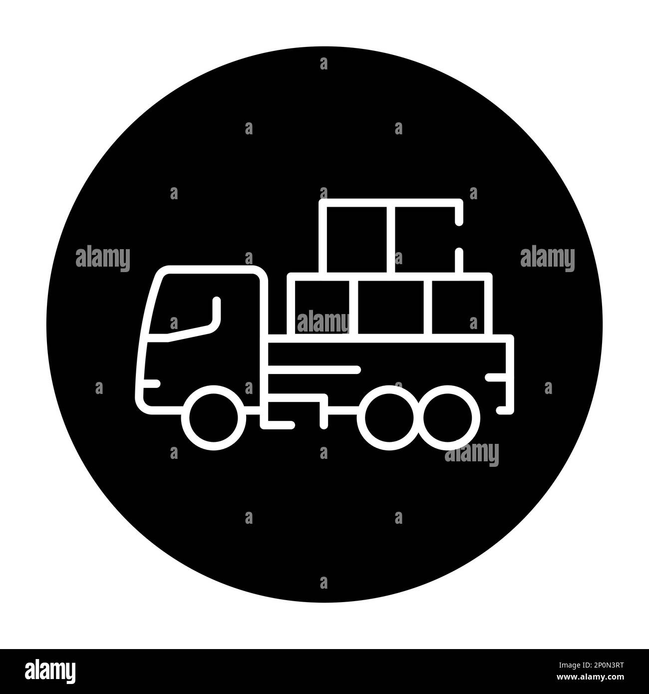 Cargo Truck With Goods Olor Line Icon Pictogram For Web Page Stock