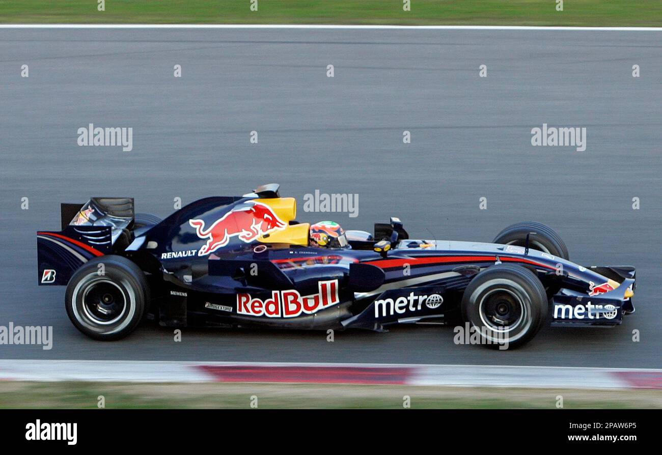 Indian Motor Racing Driver Karun Chandhok Of The Red Bull Team Steers