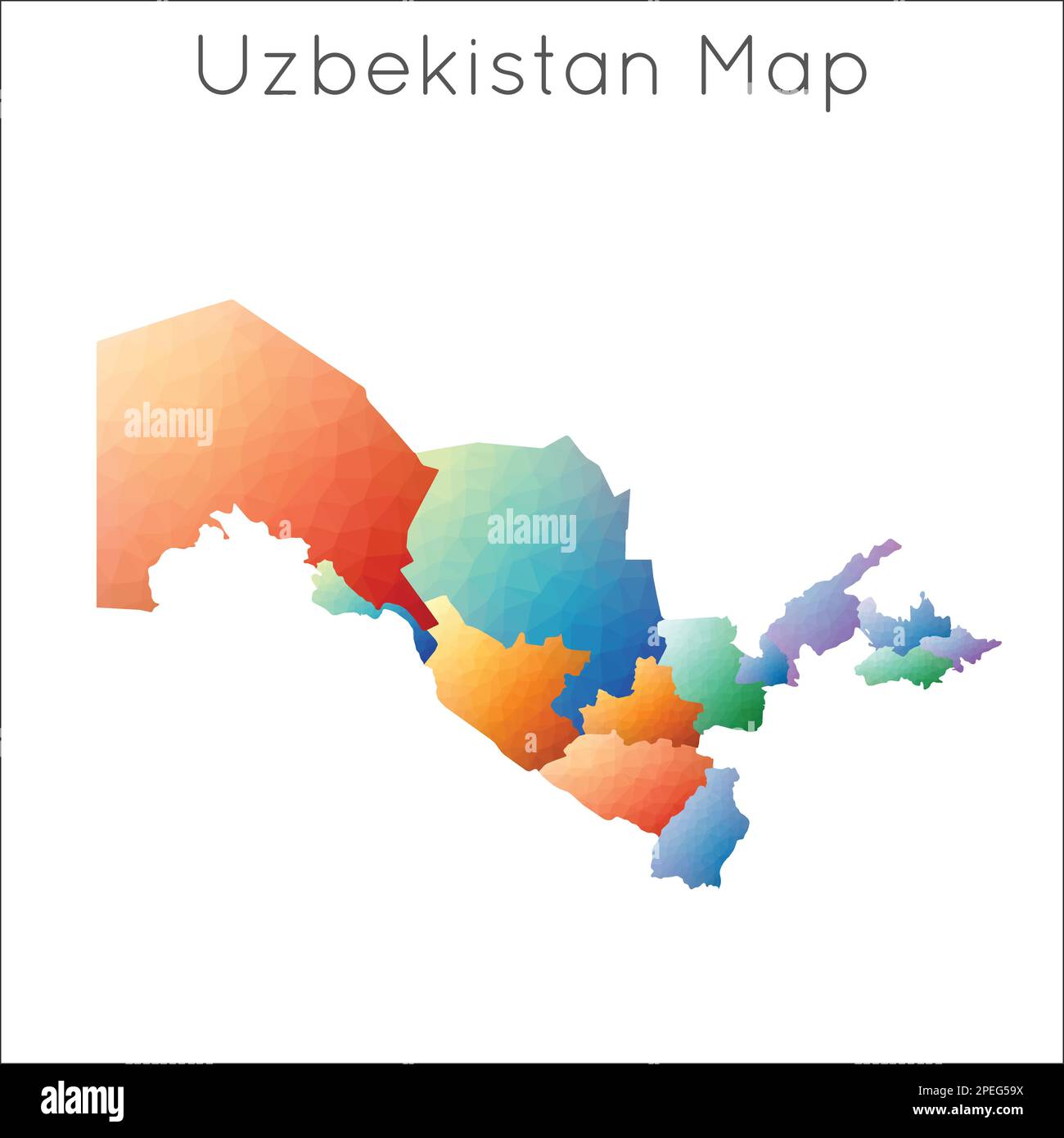 Low Poly Map Of Uzbekistan Uzbekistan Geometric Polygonal Mosaic