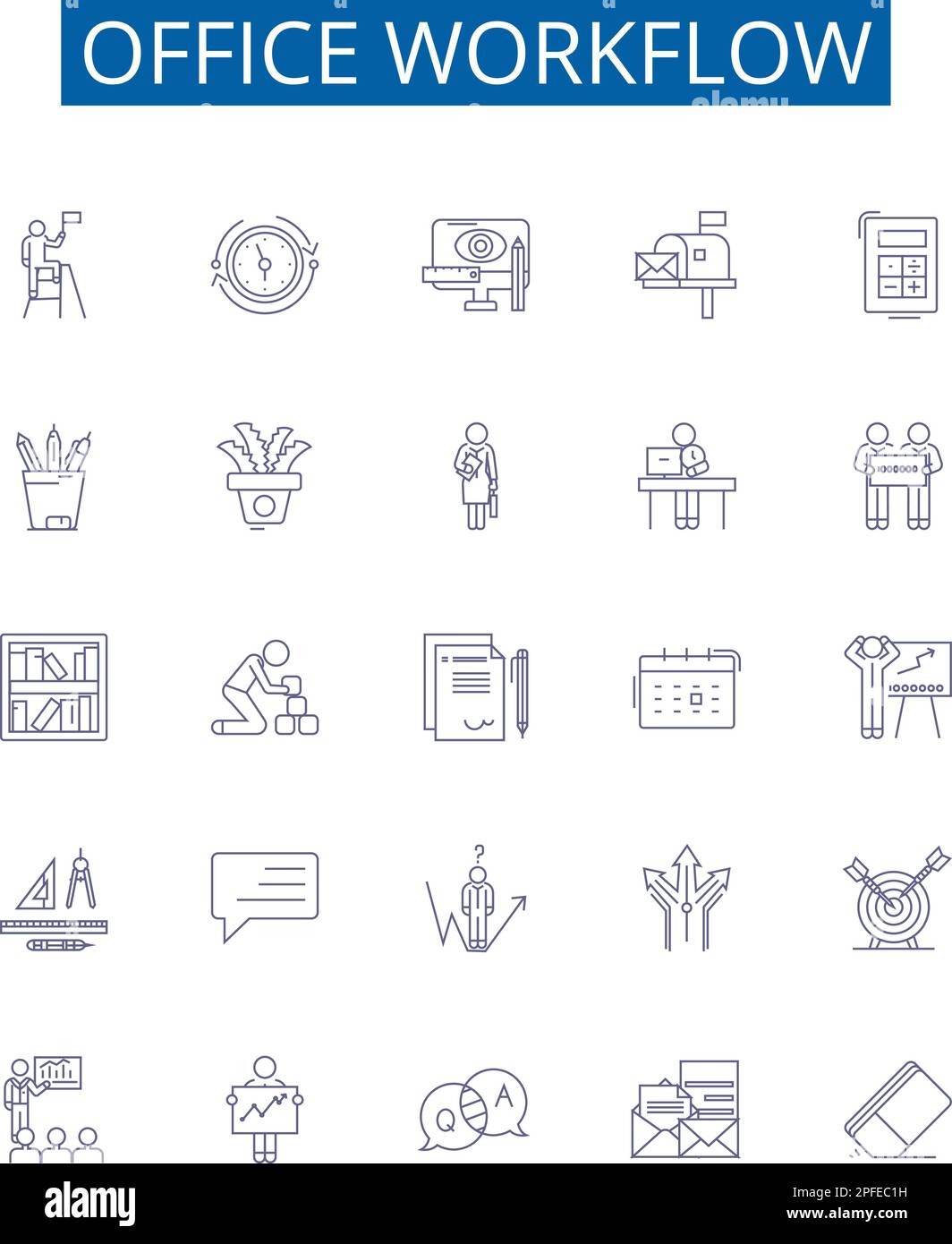 Office Workflow Line Icons Signs Set Design Collection Of Workflow