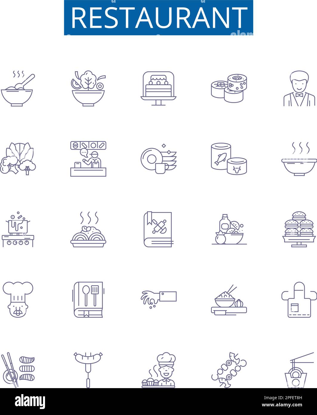 Restaurant Line Icons Signs Set Design Collection Of Restaurant