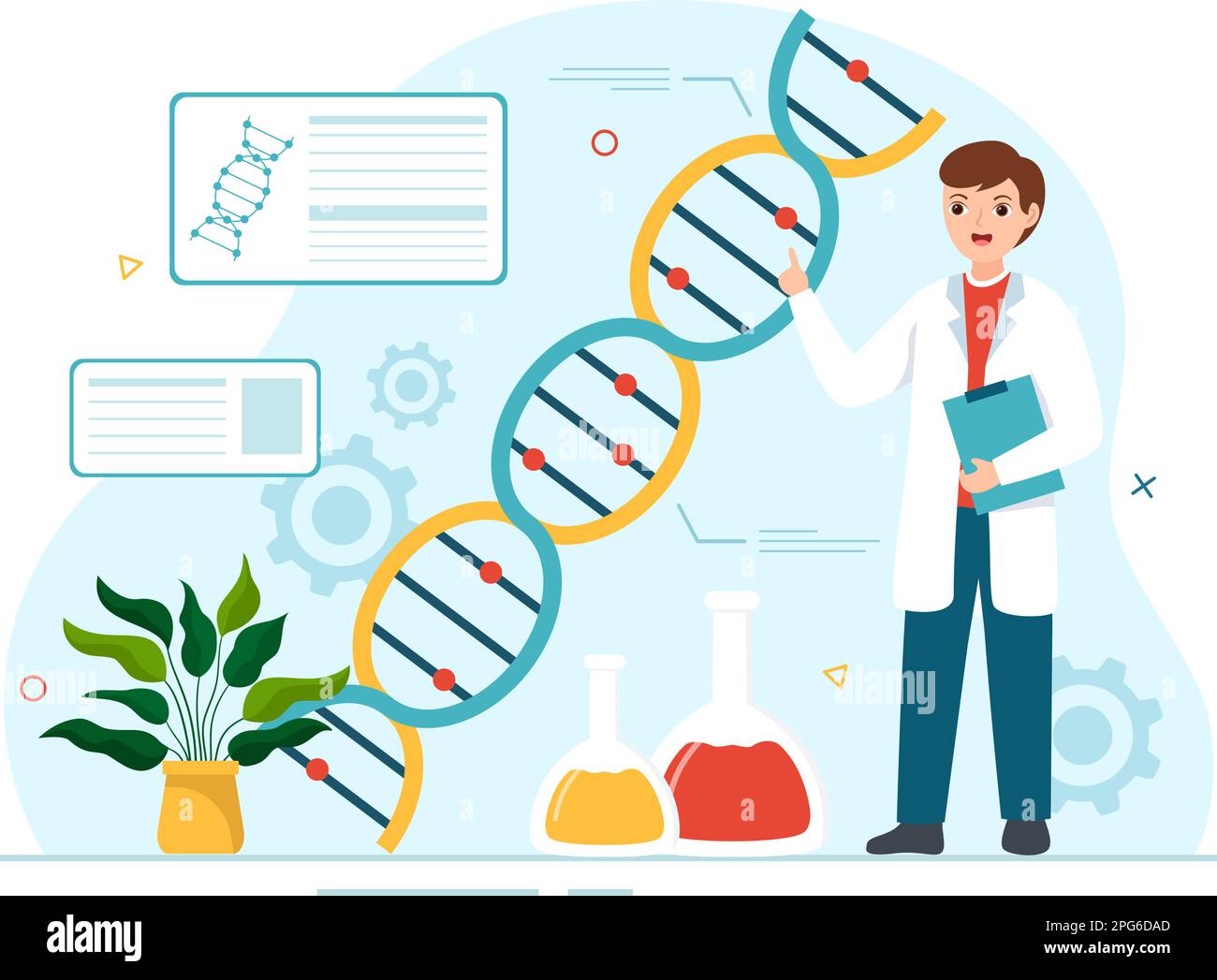 Genetic Engineering And DNA Modifications Illustration With Genetics