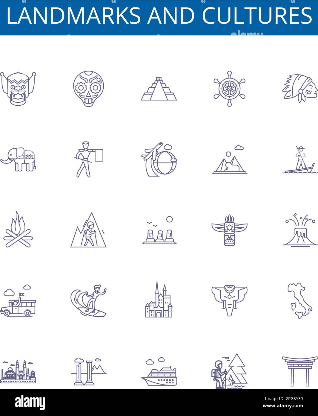 Landmarks And Cultures Line Icons Signs Set Design Collection Of