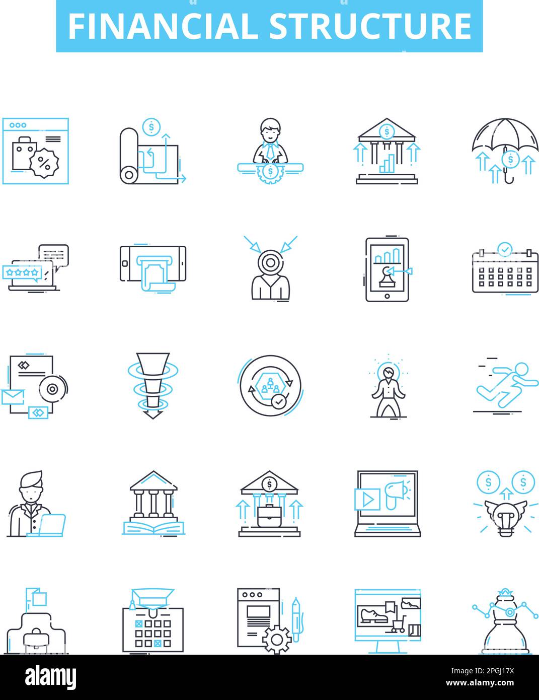 Financial Structure Vector Line Icons Set Finance Structure Capital