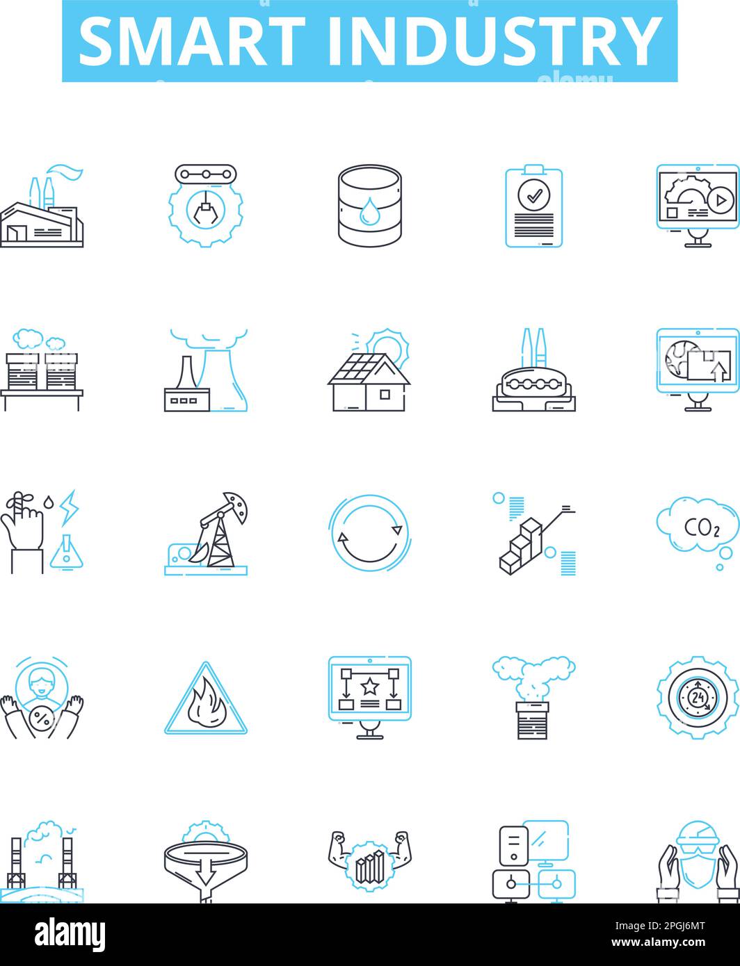 Smart Industry Vector Line Icons Set Industry Digitalization Ai