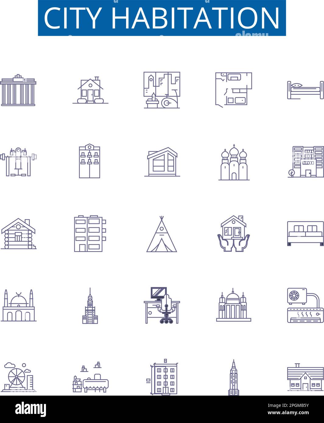 City Habitation Line Icons Signs Set Design Collection Of Housing