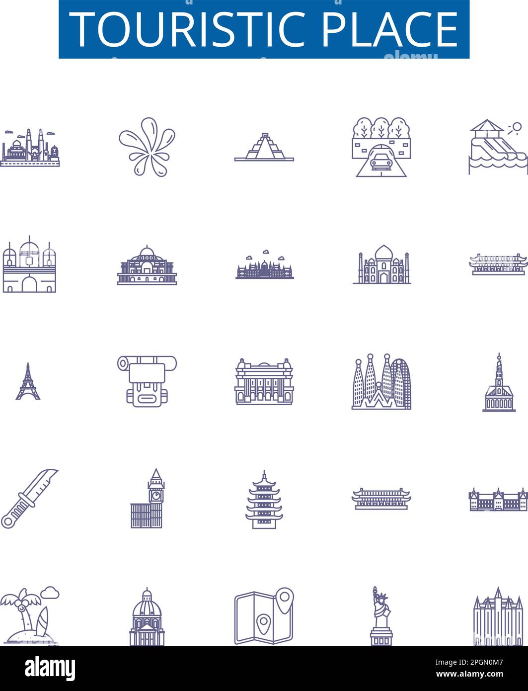 Touristic Place Line Icons Signs Set Design Collection Of Tourist