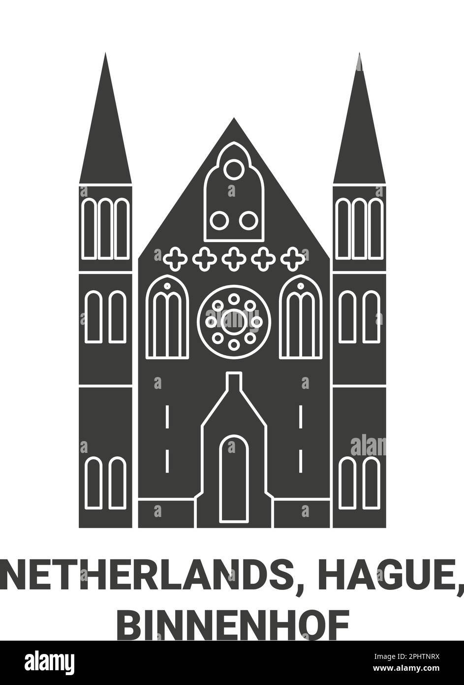 Netherlands Hague Binnenhof Travel Landmark Vector Illustration Stock