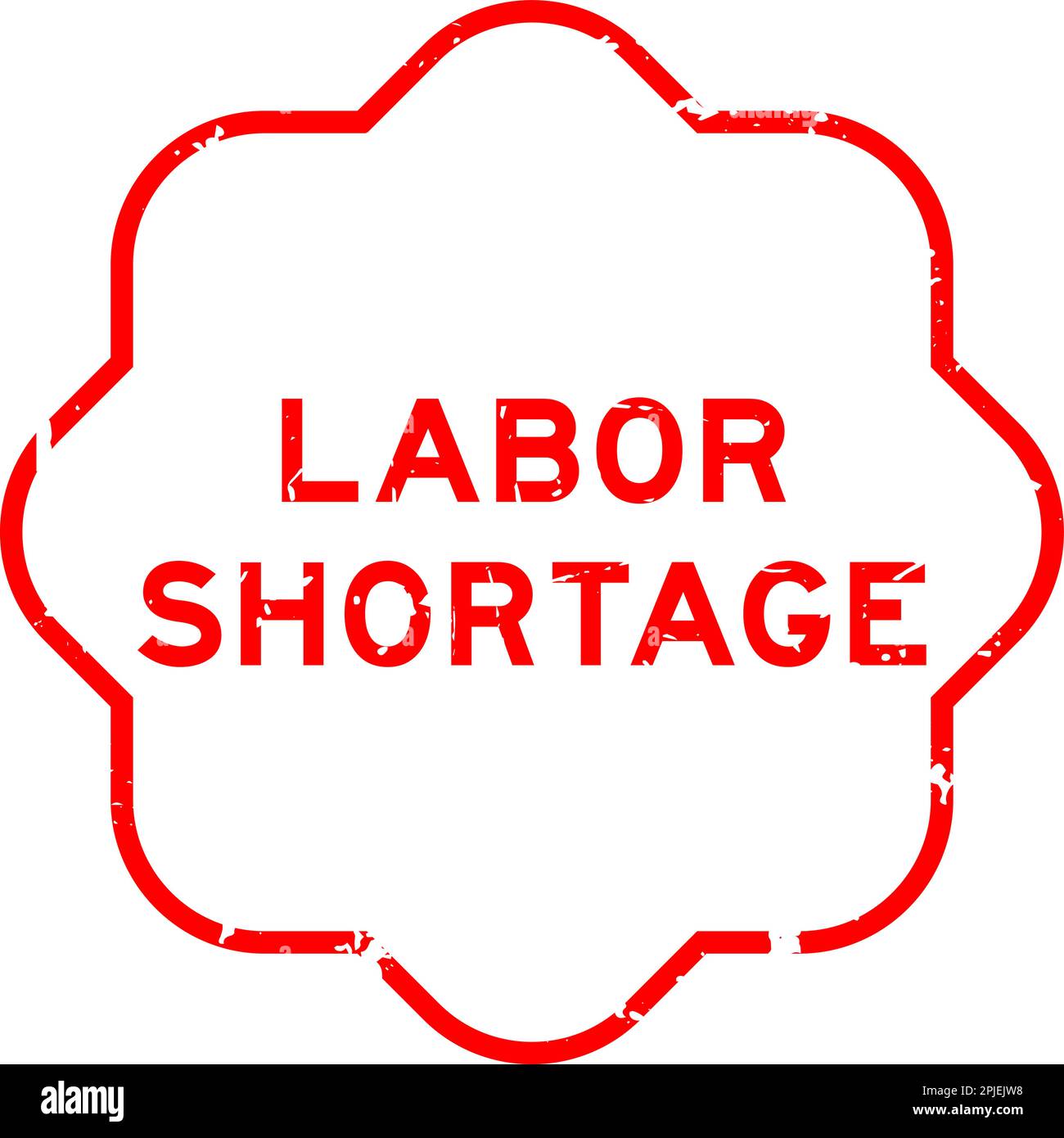 Grunge Red Labor Shortage Word Rubber Seal Stamp On Wthie Background