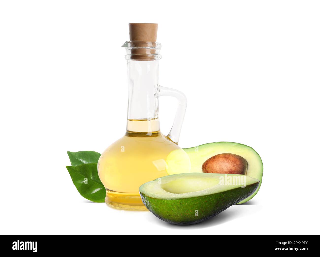 Cooking Oil And Ripe Avocados On White Background Stock Photo Alamy