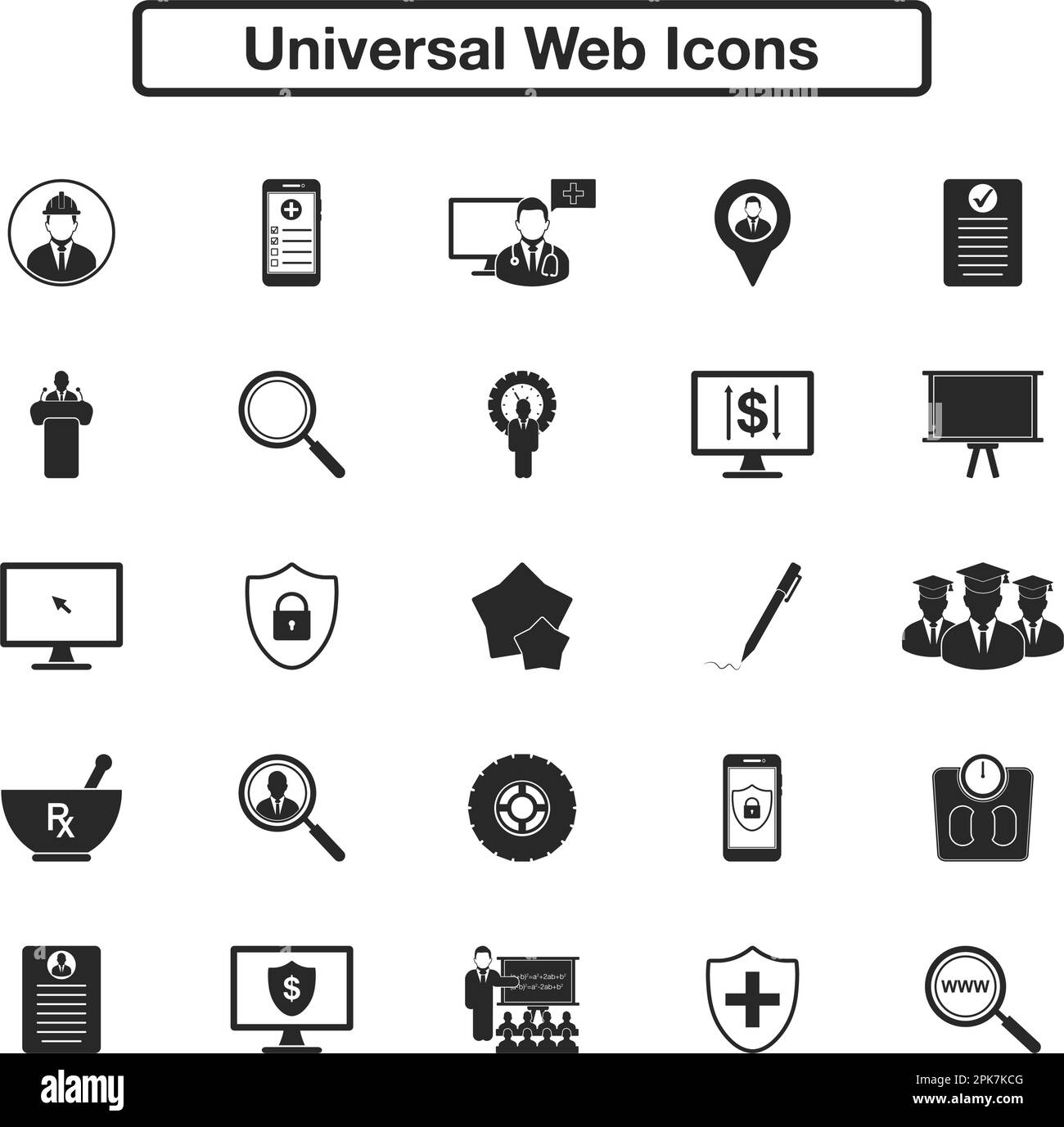 Universal Web Icon Set Flat Style Vector EPS Stock Vector Image Art