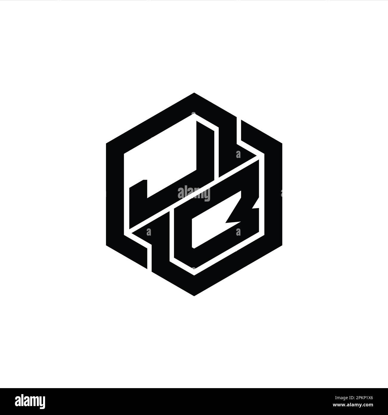 Jb Logo Monogram Gaming With Hexagon Geometric Shape Design Template