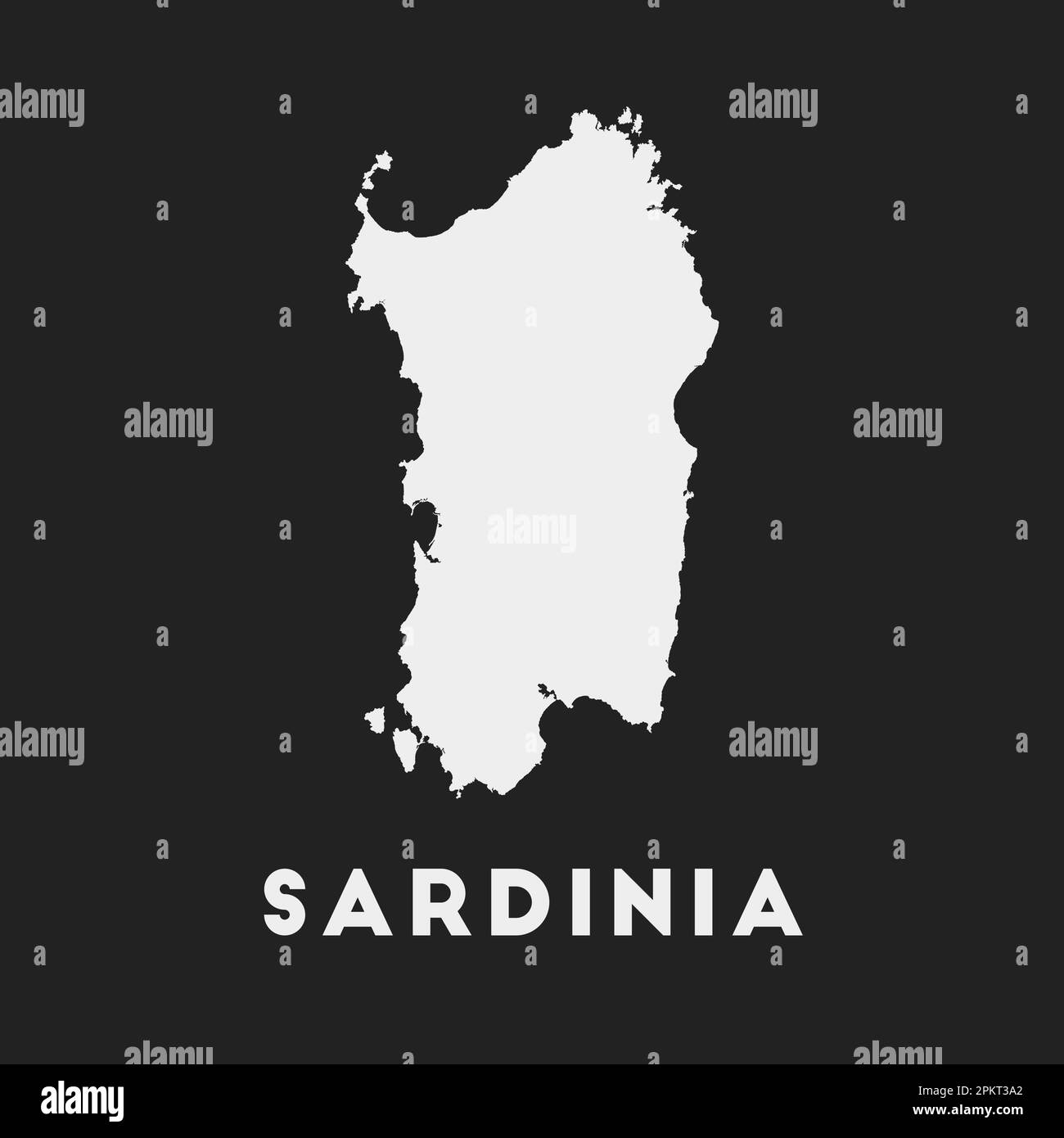 Sardinia Icon Island Map On Dark Background Stylish Sardinia Map With