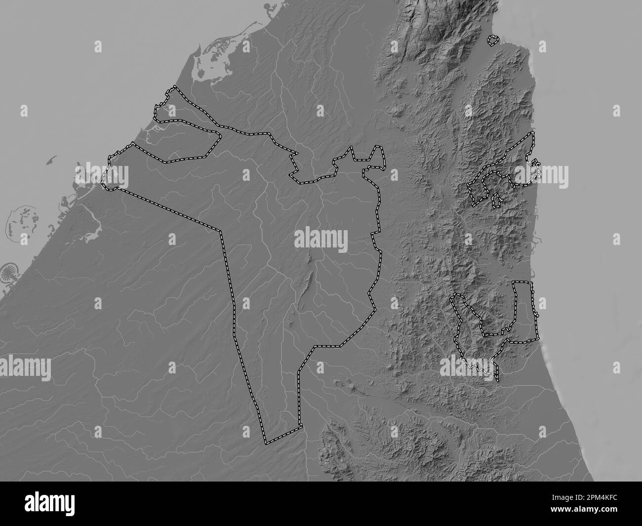 Sharjah Emirate Of United Arab Emirates Bilevel Elevation Map With