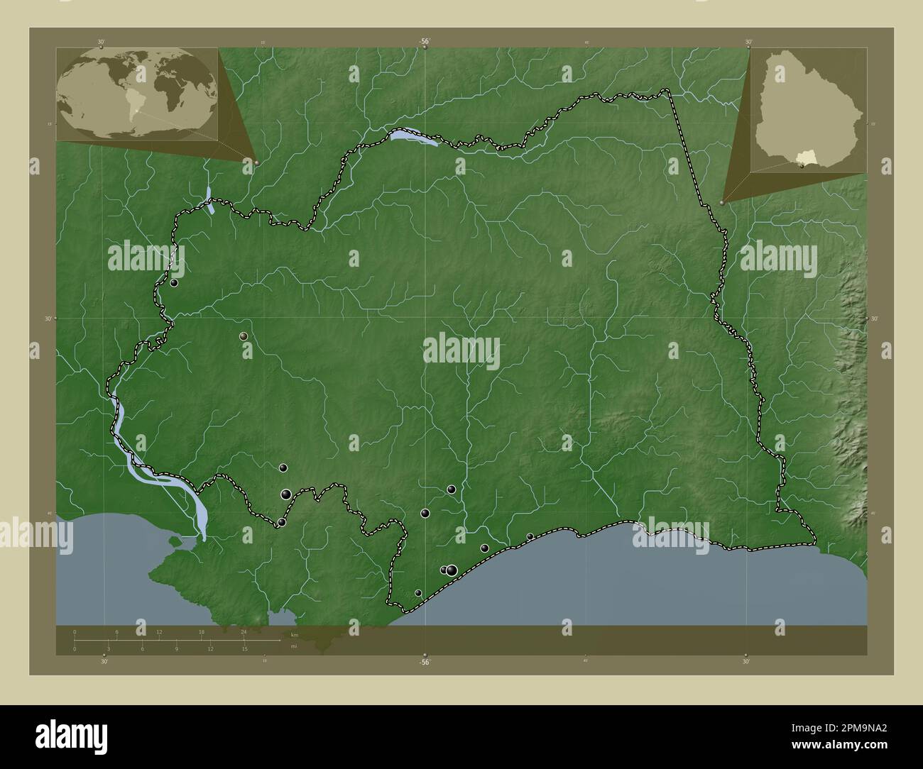 Canelones Department Of Uruguay Elevation Map Colored In Wiki Style