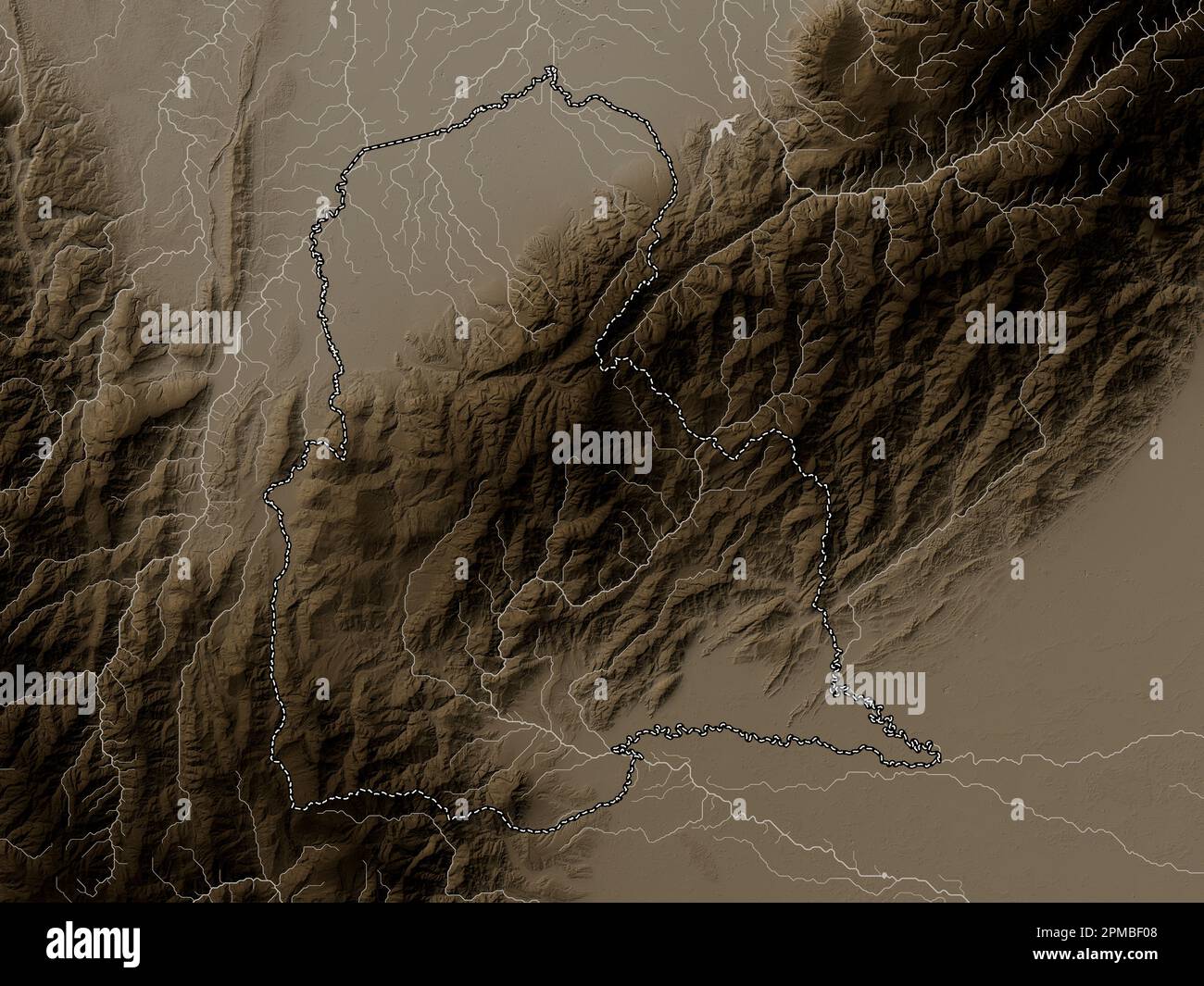 Tachira State Of Venezuela Elevation Map Colored In Sepia Tones With