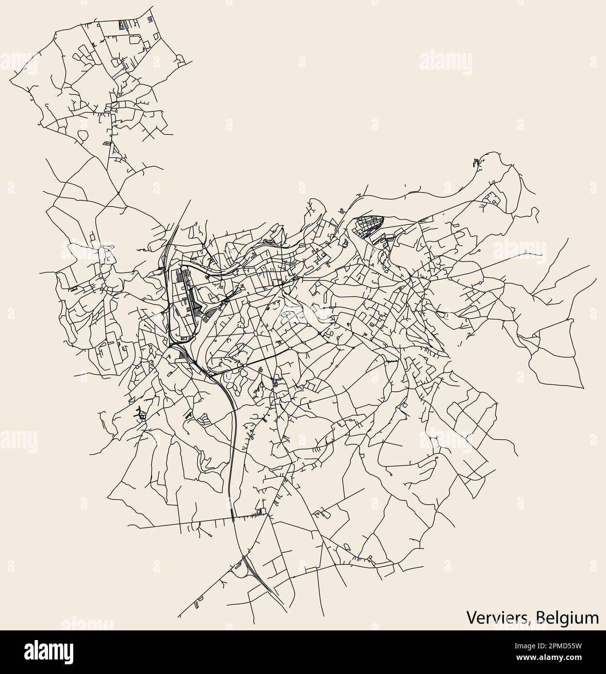 Detailed Hand Drawn Navigational Urban Street Roads Map Of The Belgian