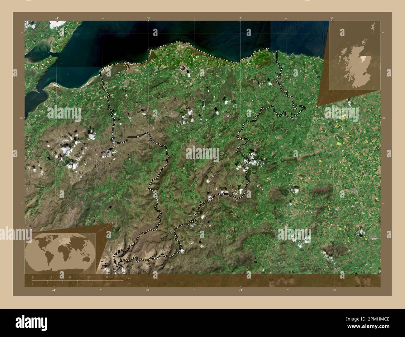 Moray Region Of Scotland Great Britain Low Resolution Satellite Map