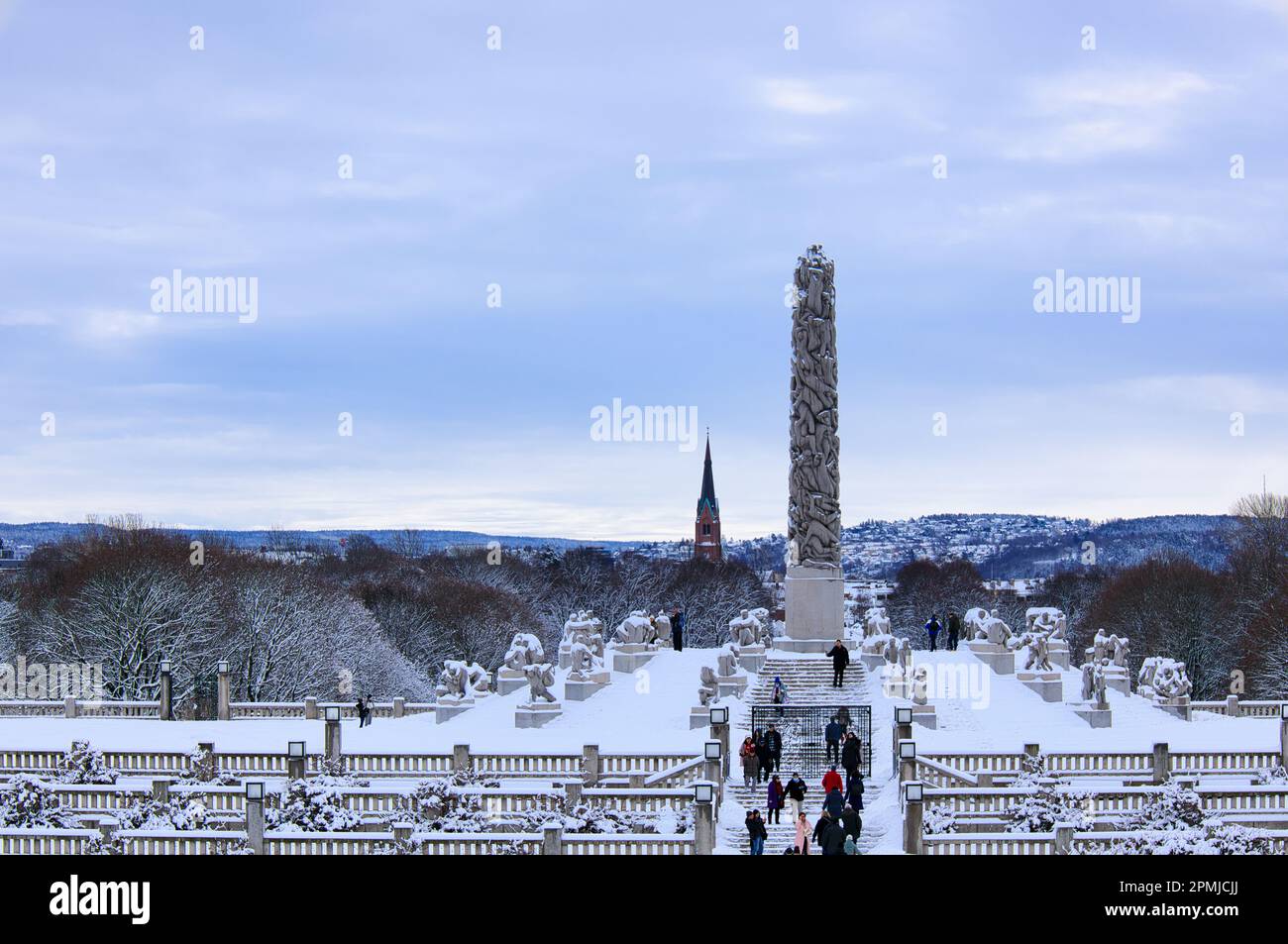 Vigeland Sculpture Park Oslo Norway Aerial View Of Park Covered In